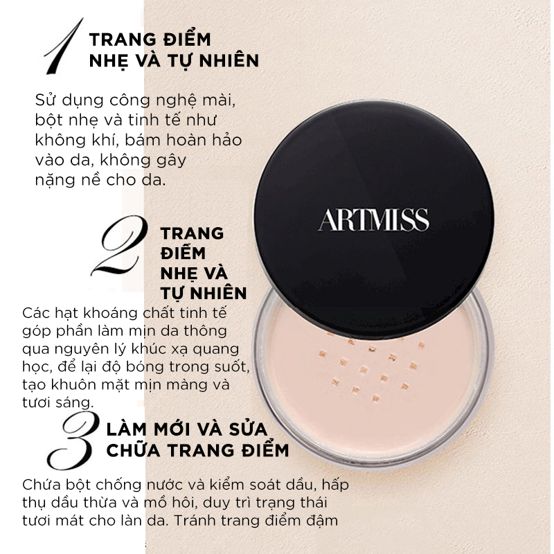 [ARTMISS] Phấn phủ bột Artmiss Transparent Matte kiểm soát dầu 24h 30g