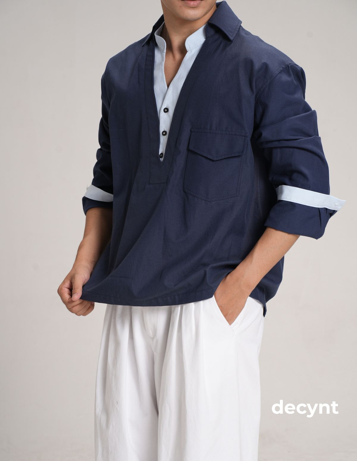 decynt Shirt 05 - Áo sơ mi phối layer chất liệu cotton pha_thumbnail_6