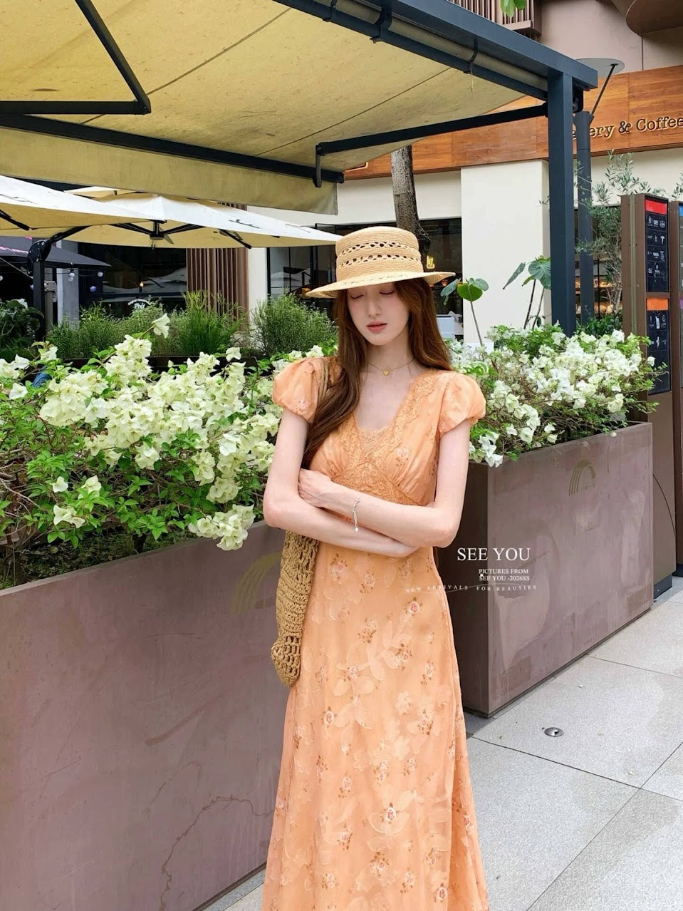 Lucas - Váy hoa tay hến bom phối viền ren chân xòe dáng maxi_thumbnail_3