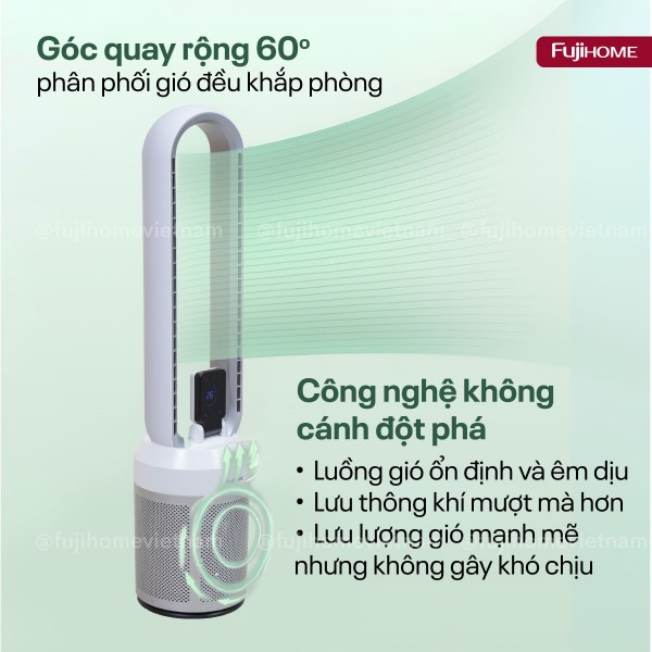 Quạt không cánh tích hợp lọc không khí bằng HEPA, màng lọc Ion bạc Fujihome BF308DC HEPA_thumbnail_8