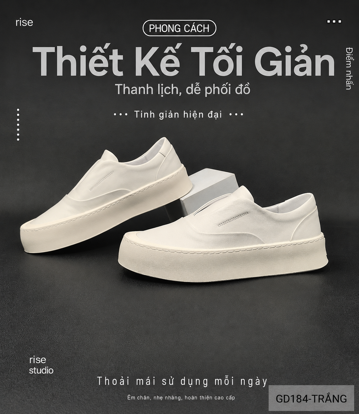 GD184 - Giày thể thao nam da thật đế bằng phong cách châu Âu, nhẹ sang, phối màu trắng đen_thumbnail_4