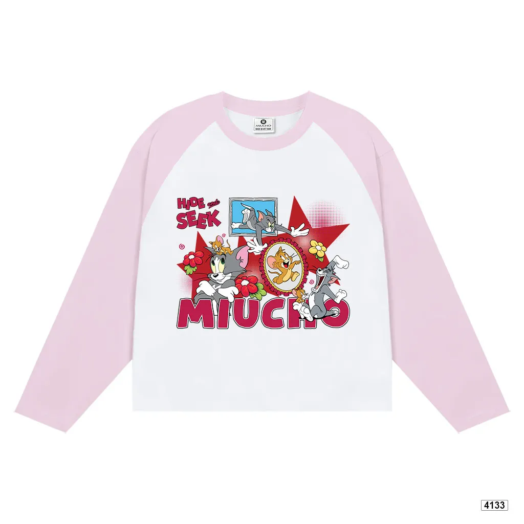 Áo thun raglan tay dài form boxy hoạt hình Miucho 4133_thumbnail_0