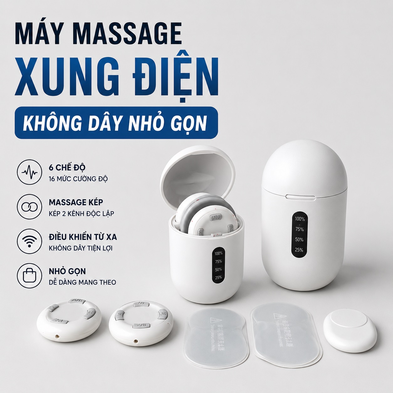 Máy Châm Cứu Xung Điện Không Dây Kachi MK398 giảm đau mỏi cổ vai gáy