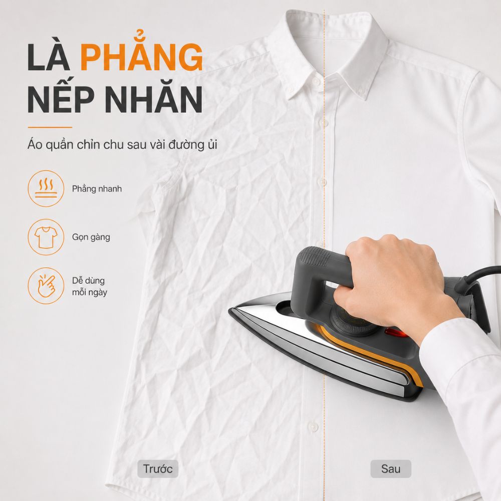 Bàn ủi khô Kachi MK423 1000W - Là phẳng mọi nếp nhăn, an toàn cho mọi loại vải_thumbnail_2