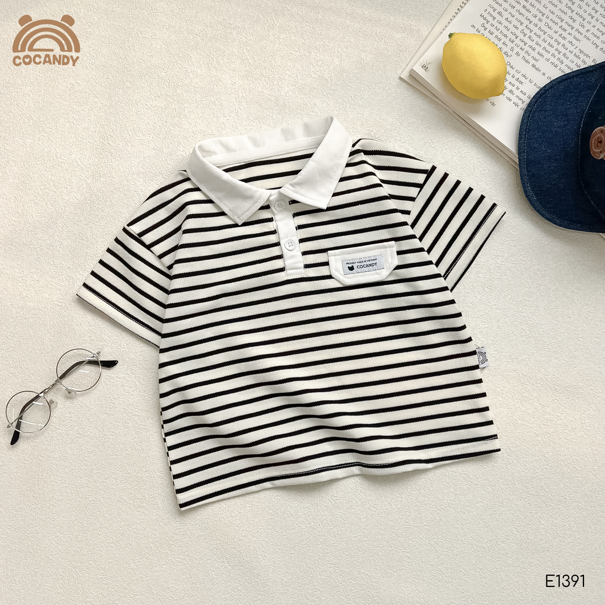 Áo cộc polo kẻ ĐEN tag ngực CCD_thumbnail_3