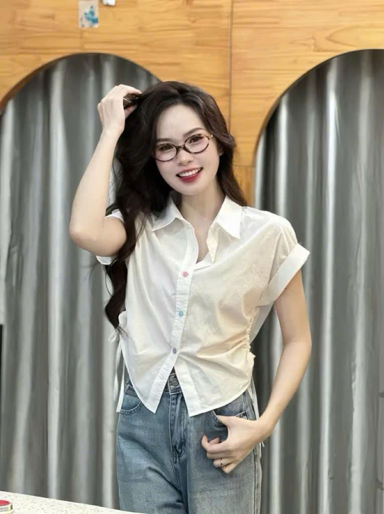 Áo Sơ Mi Nữ Kiểu SN gấp lai 5 nút rút eo LUH.9006 (C) (0687)_thumbnail_3
