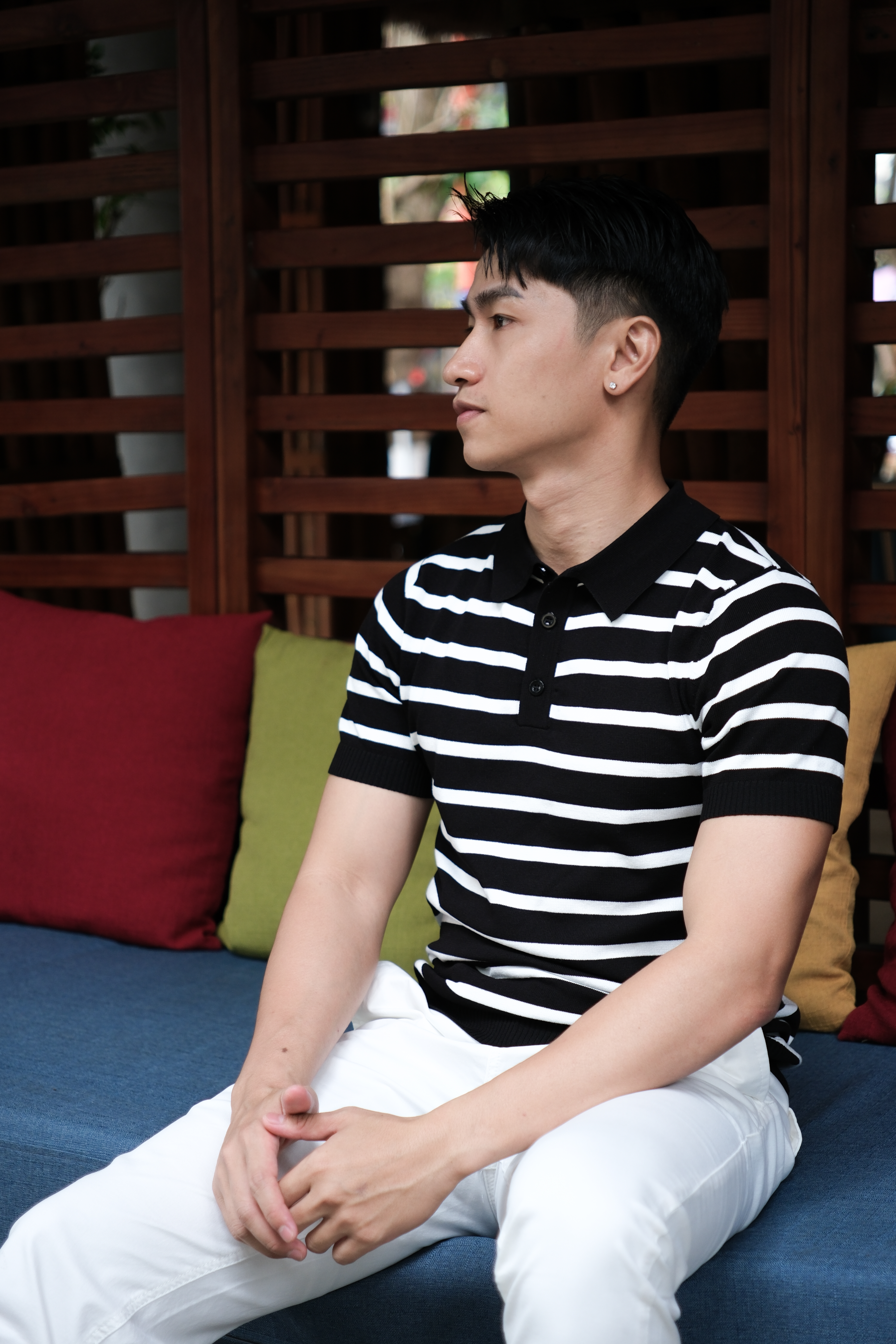PB1 - Áo Polo Nam Dệt Kim Sọc Đen Trắng Phong Cách Retro Mùa Hè_thumbnail_6