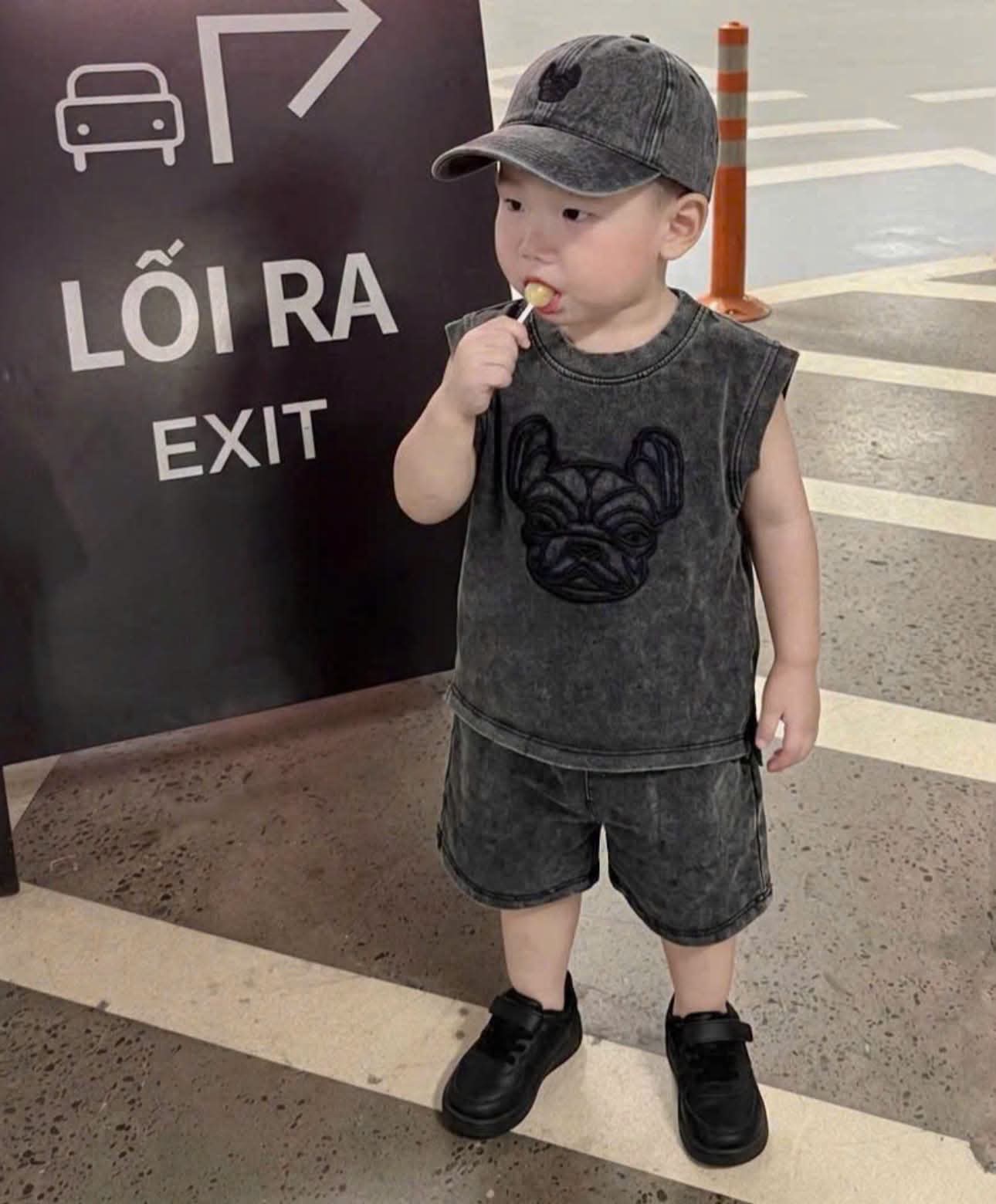 Set bộ sát nách xám đen mickey