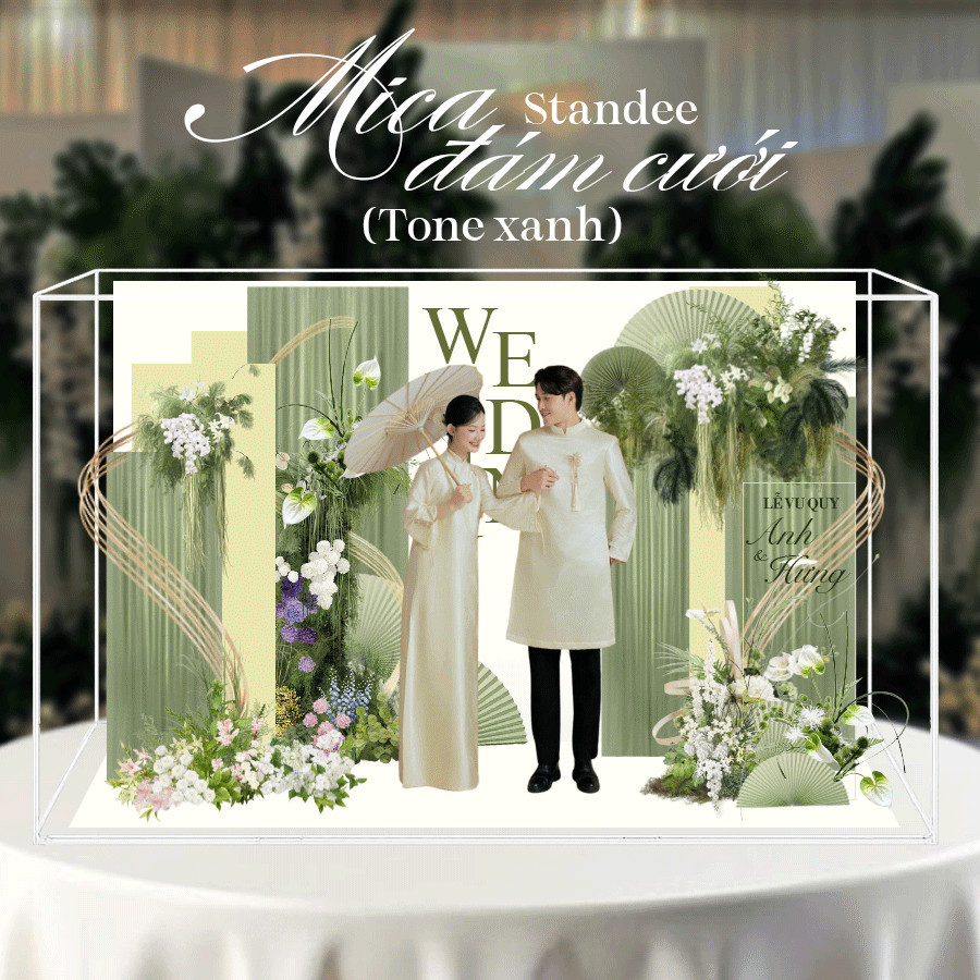 [CÓ HỎA TỐC] Standee Đám Cưới 3D - Mô Hình Mica Lắp Ghép, Decor Kỷ Niệm, In Theo Yêu Cầu (Tặng Hộp) - MẪU HỒNG_thumbnail_1