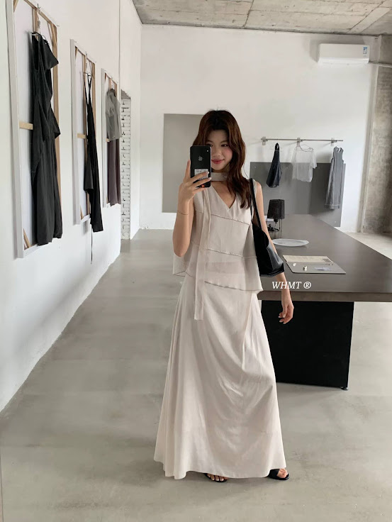 Lucas - Set áo zile voan cổ tim viền chéo + dây + chân váy xòe voan dáng dài_thumbnail_2