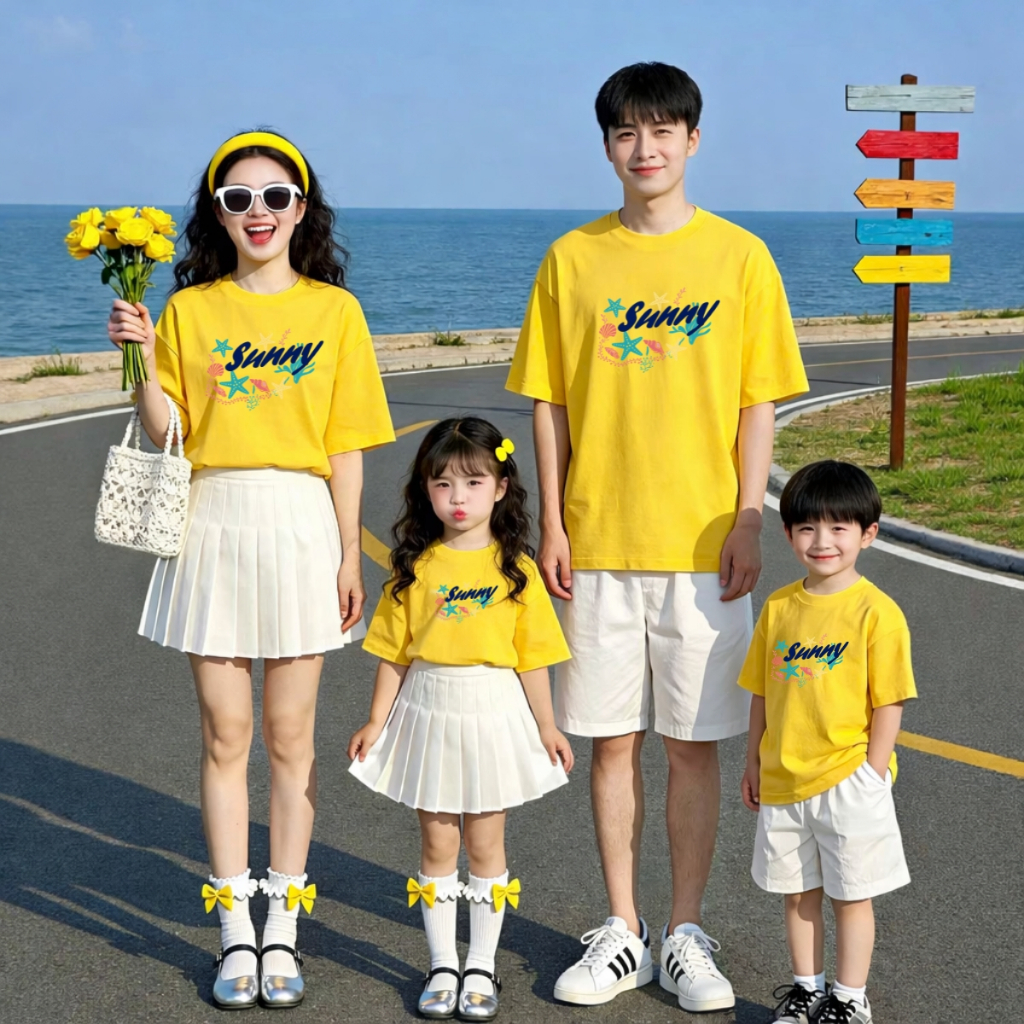Áo phông gia đình 3,4,5 người in chữ Sunny Loza GĐ3596_thumbnail_2