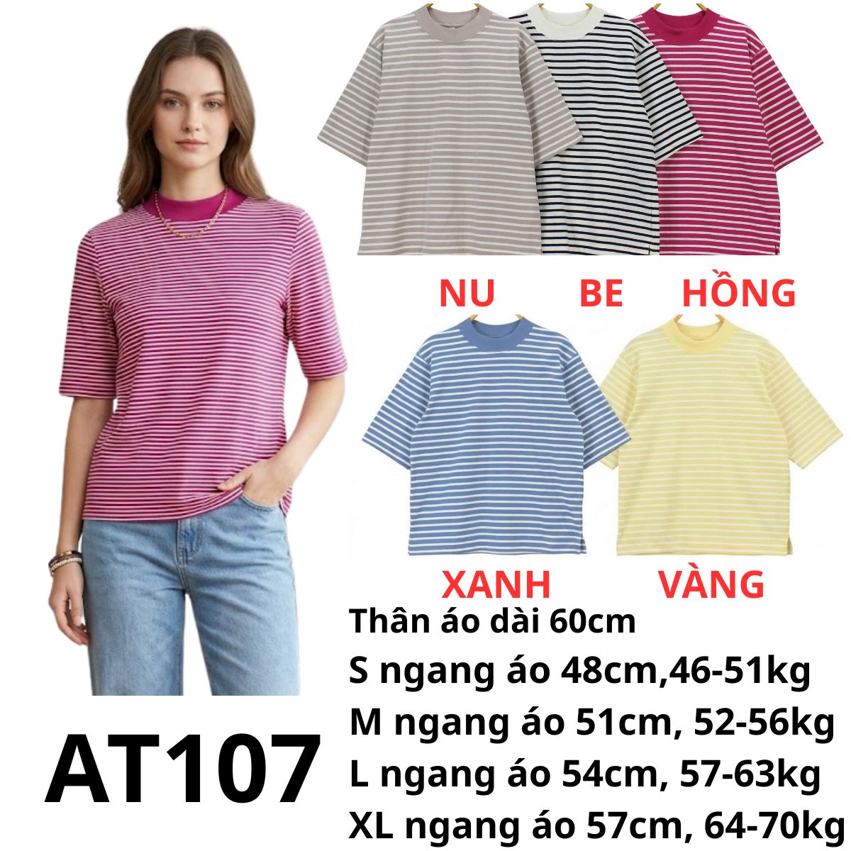 AT107 - Áo thun kẻ Unì