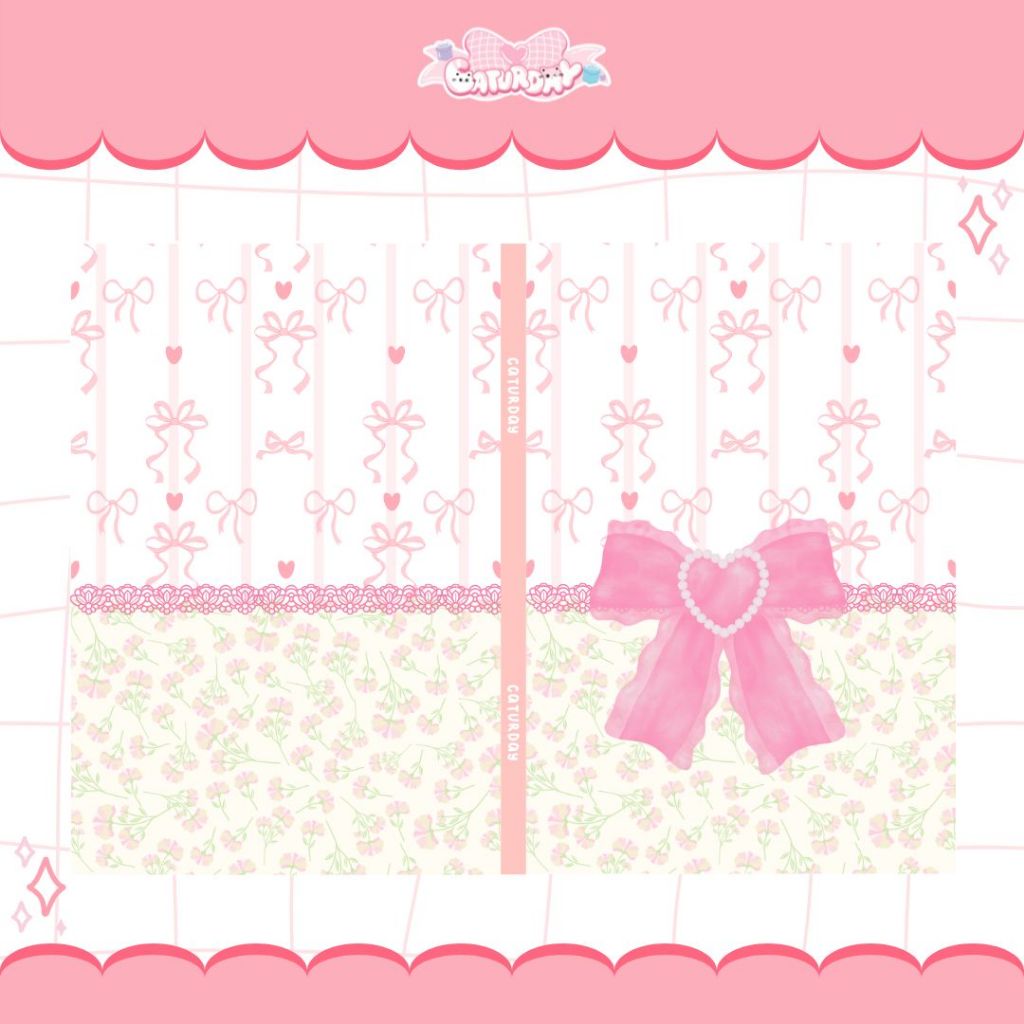 Giấy Bao Tập NƠ HỒNG, Bao Vở, Bao Sách Hoạ Tiết , Ribbon Coquette, Y2K | Caturday_thumbnail_2