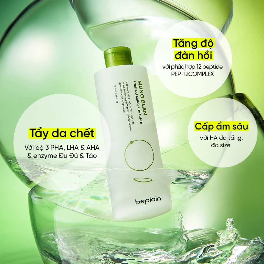 [BEPLAIN] Toner đậu xanh Beplain Mung Bean Pore Clearing LHA 265ml_thumbnail_2