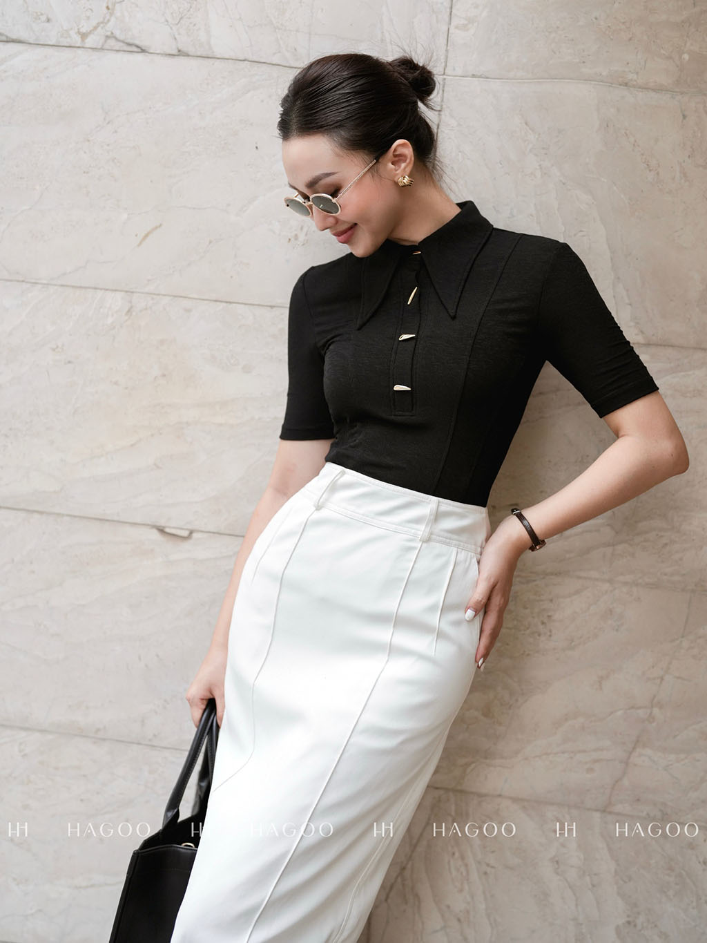 Áo thun tay cộc cổ polo cúc trang trí_thumbnail_4