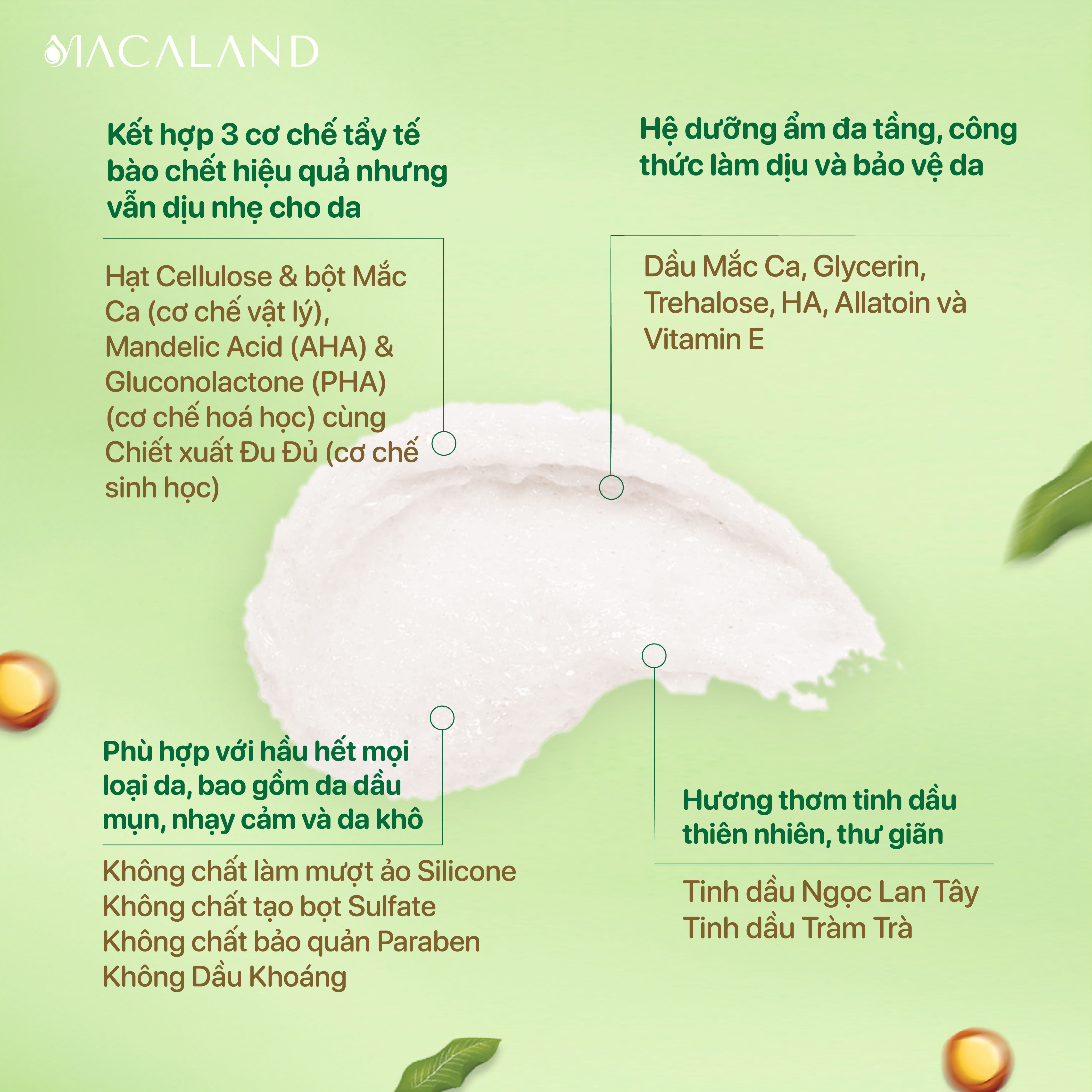Tẩy Tế Bào Chết Da Mặt Mắc Ca 120g Làm Mịn Da Macaland - Macadamia Smoothing Face Scrub_thumbnail_2