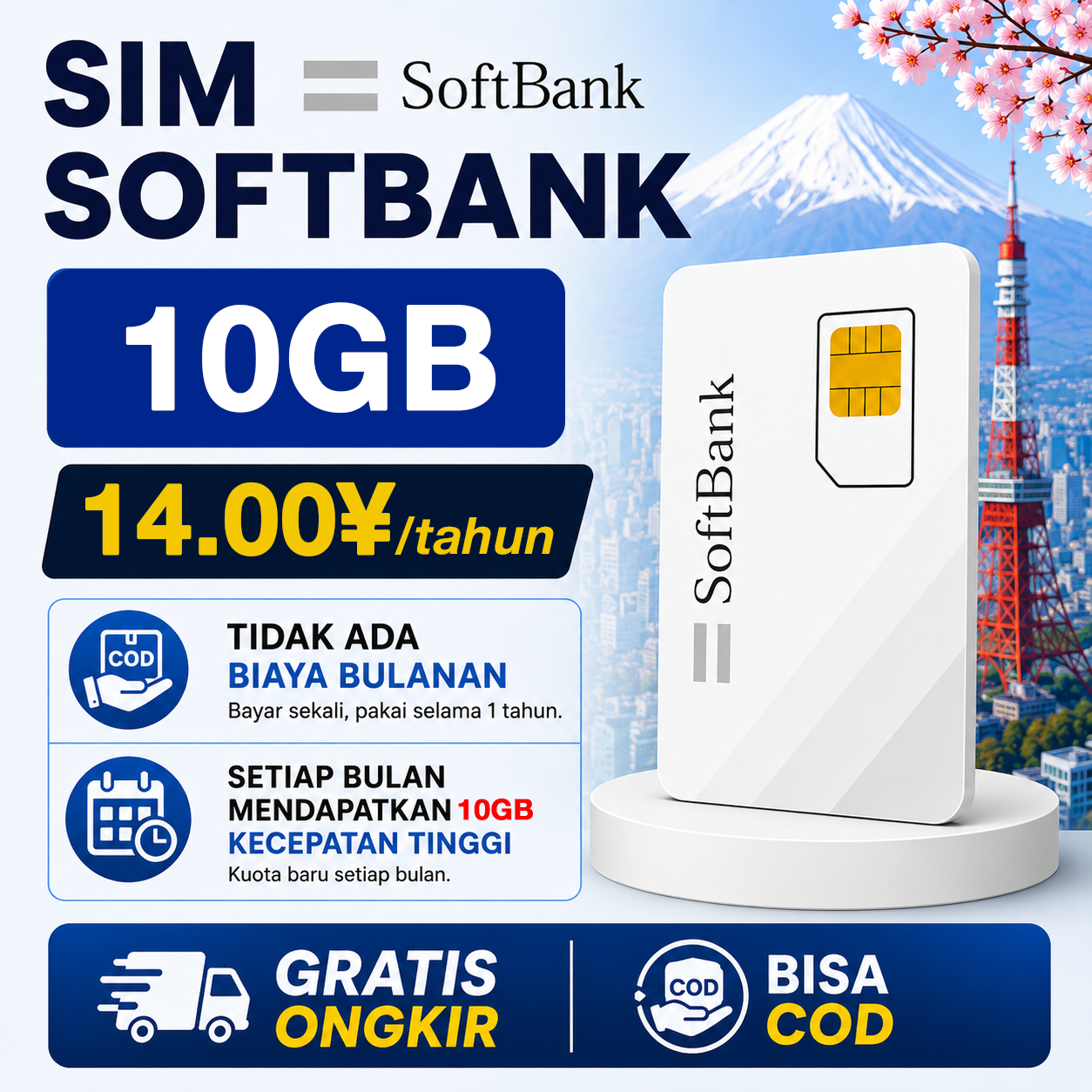 SIM DATA SOFTBANK 10GB – PAKET TAHUNAN