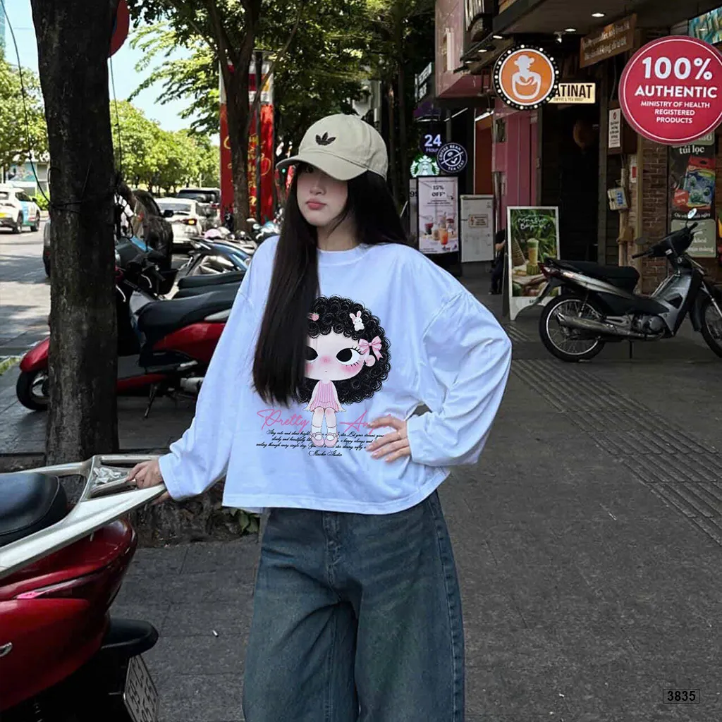Áo thun boxy tay dài Pretty Angel bé gái tóc xoăn Miucho 3835_thumbnail_2