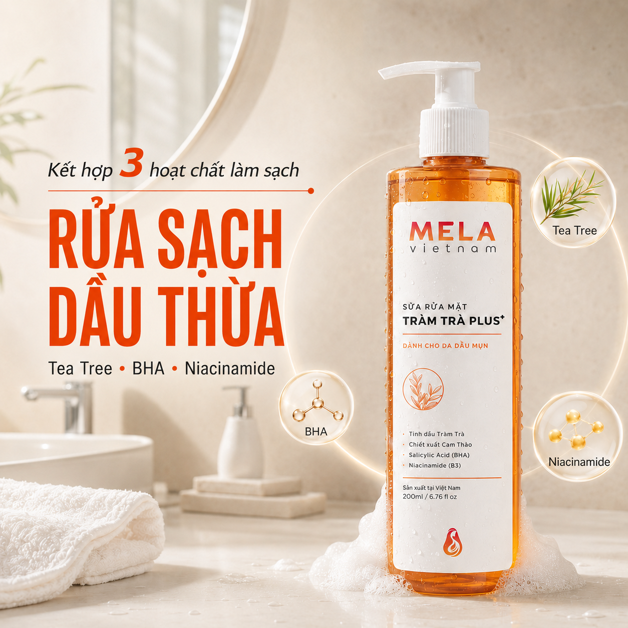 Sữa Rửa Mặt Tràm Trà Plus +