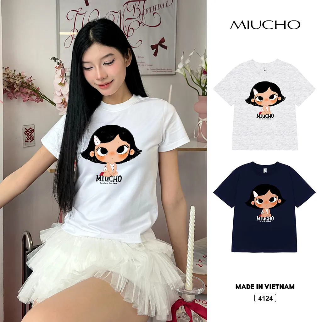 Áo thun babytee nữ hoạt hình style Hàn Quốc Miucho 4124