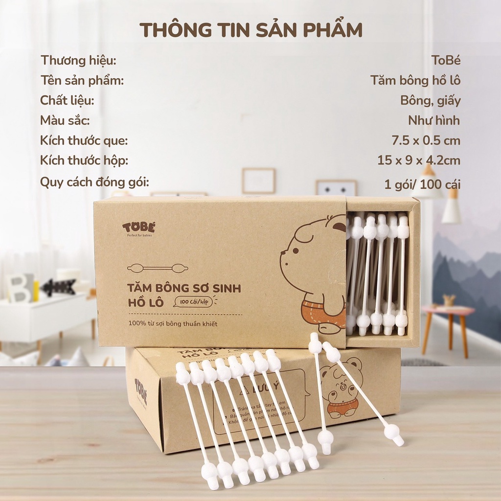 Bông tăm hồ lô TOBE (100c/hộp)
