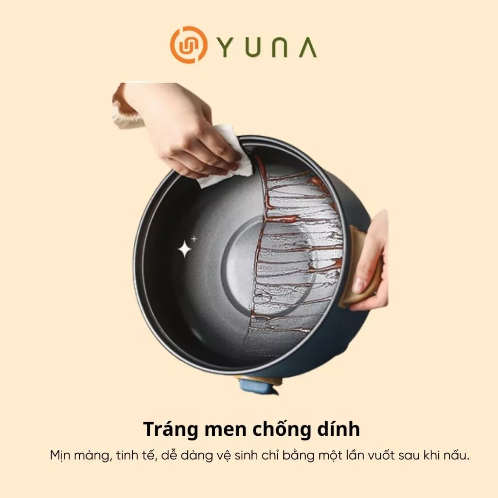 [LOẠI 1] Nồi Lẩu Điện Đa Năng Bếp Điện Thông Minh Công Suất Lớn 1000W Vỏ Nhựa Chống Nóng, Bỏng Lòng Tráng Men Chống Dính_thumbnail_4