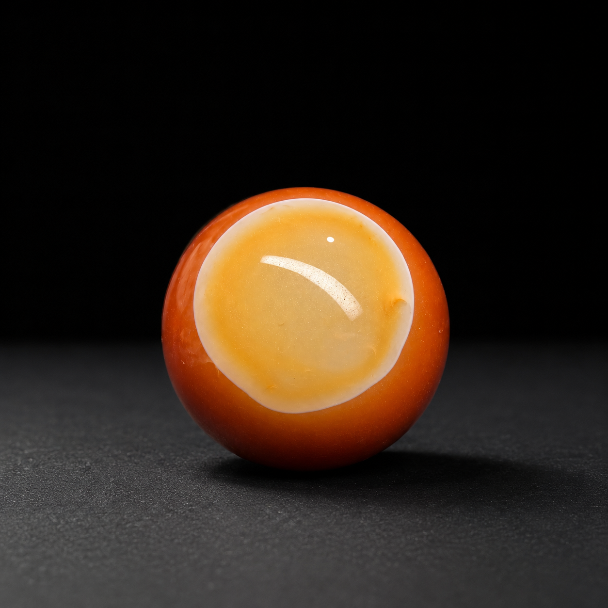 Bi Cầu Mini (~3CM) Mã Não Vân Cam - Mã Não Carnelian (tặng kèm đế thủy tinh)