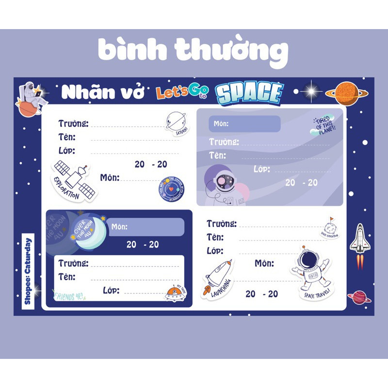Set 24 nhãn vở KHÁM PHÁ VŨ TRỤ- Let's go to space siêu cool hot trend, in ảnh, in tên theo yêu cầu_thumbnail_1