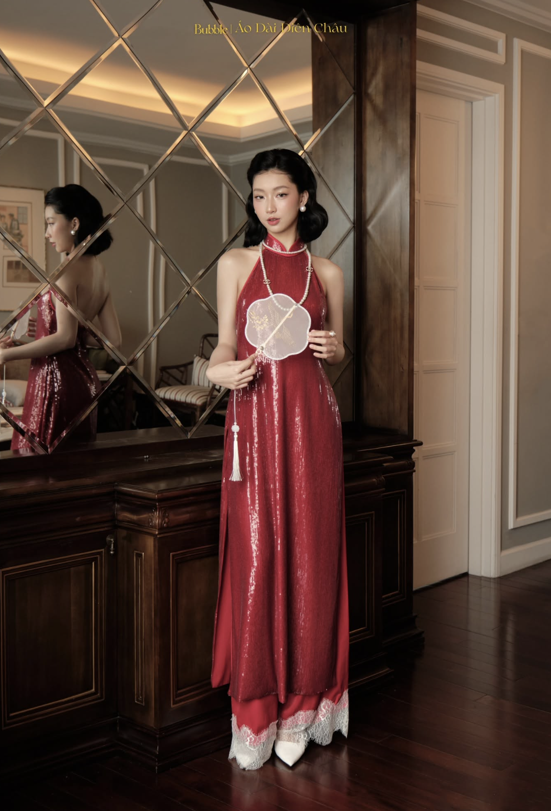 BUBBLE - ÁO DÀI DIÊN CHÂU ( kèm choàng và quần )_thumbnail_3