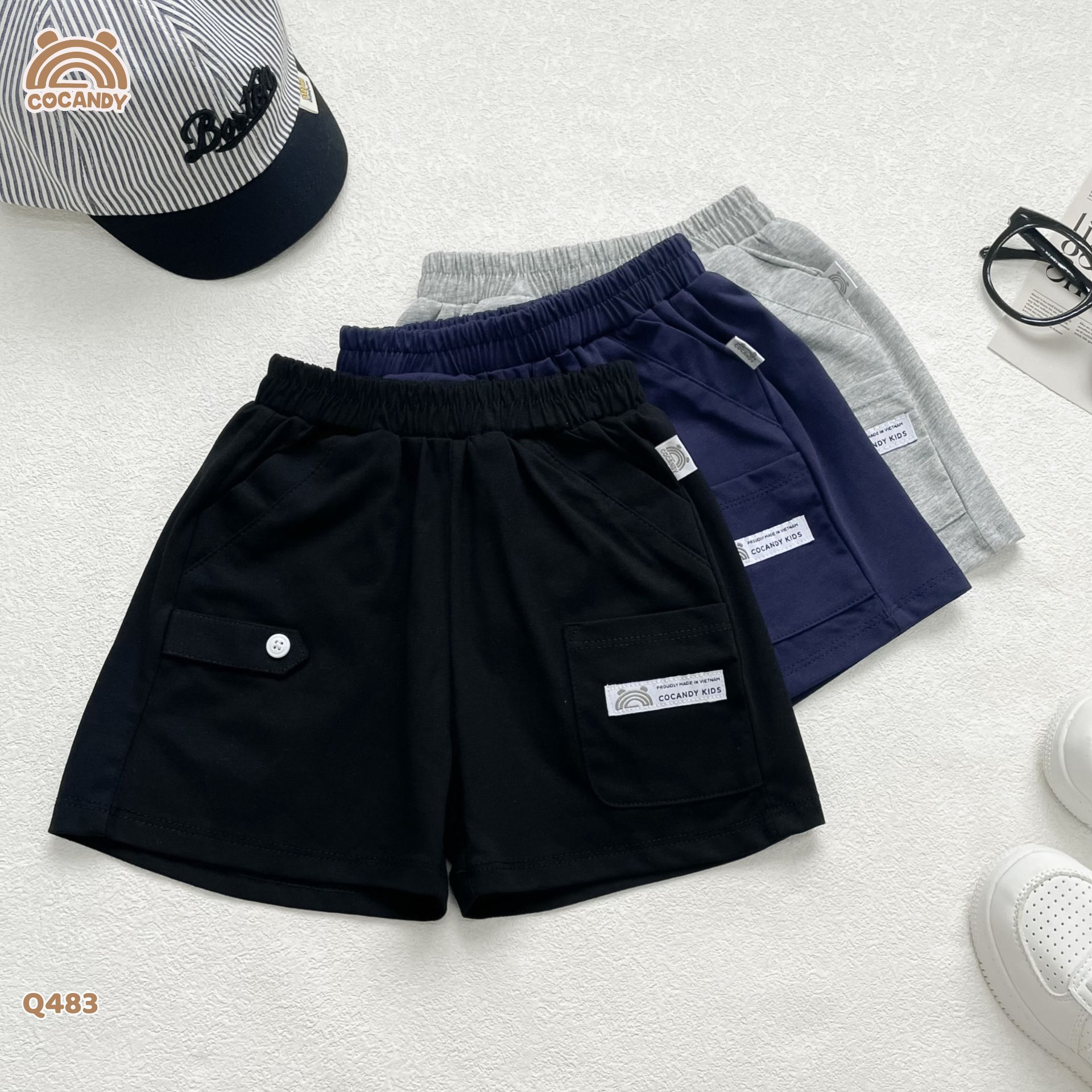Quần cộc cotton XANH THAN túi ốp_thumbnail_4