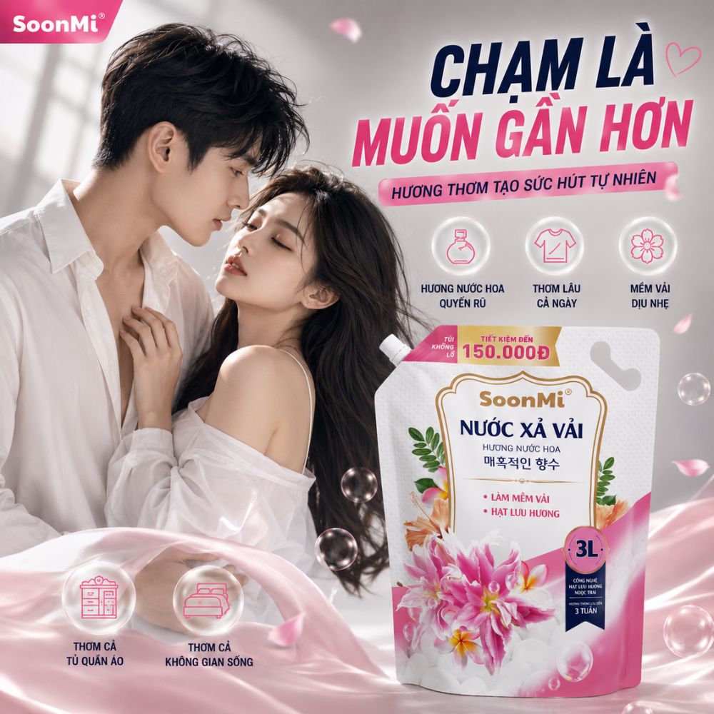 Nước Xả Vải Soonmi 3kg - Hương Nước Hoa -  Bí Quyết Quần Áo Mềm Mại, Ngát Hương Suốt 3 Tuần_thumbnail_6