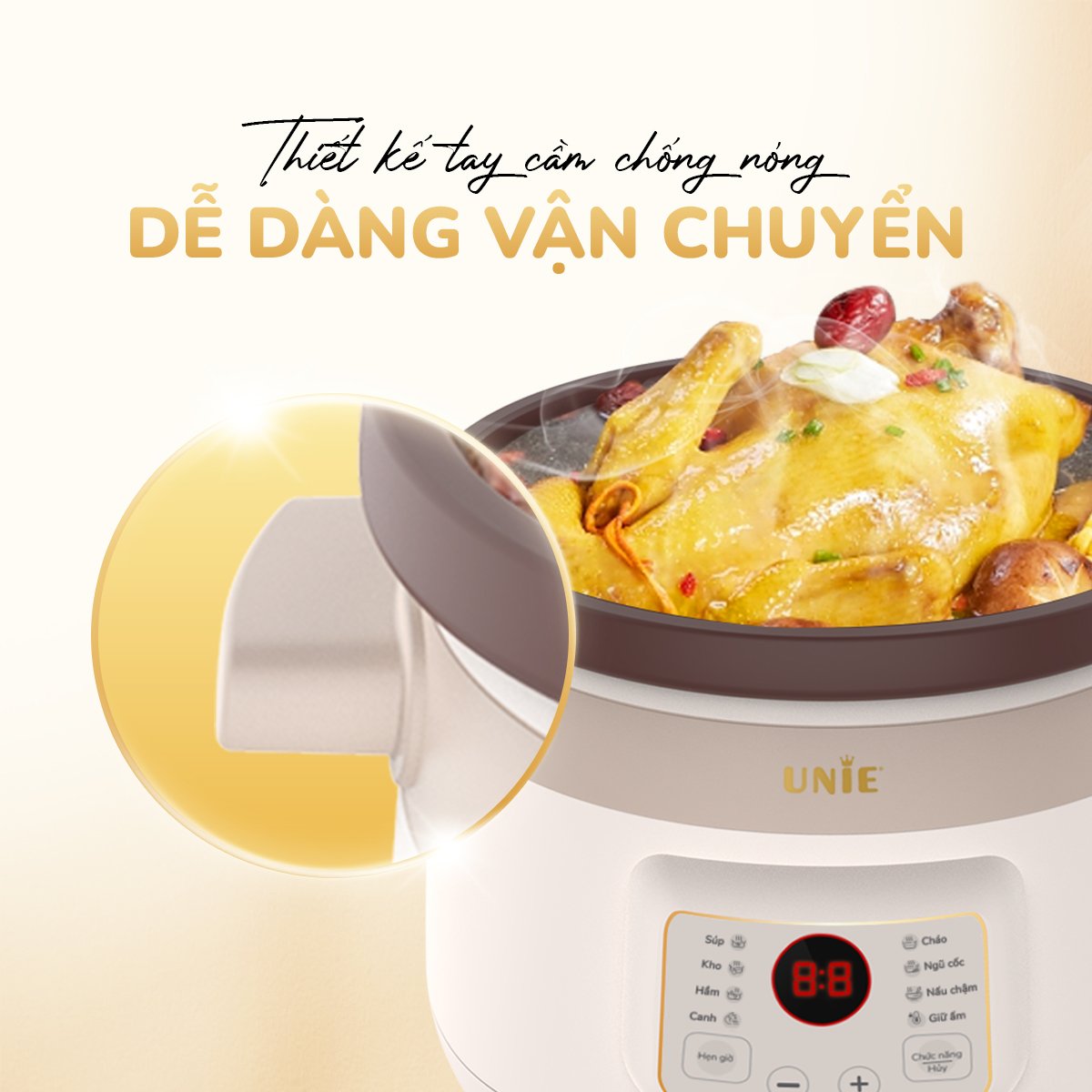 Nồi kho hầm đa năng UNIE USC308 dung tích 3L, lòng nồi gốm tử sa, 8 chức năng kho hầm_thumbnail_6