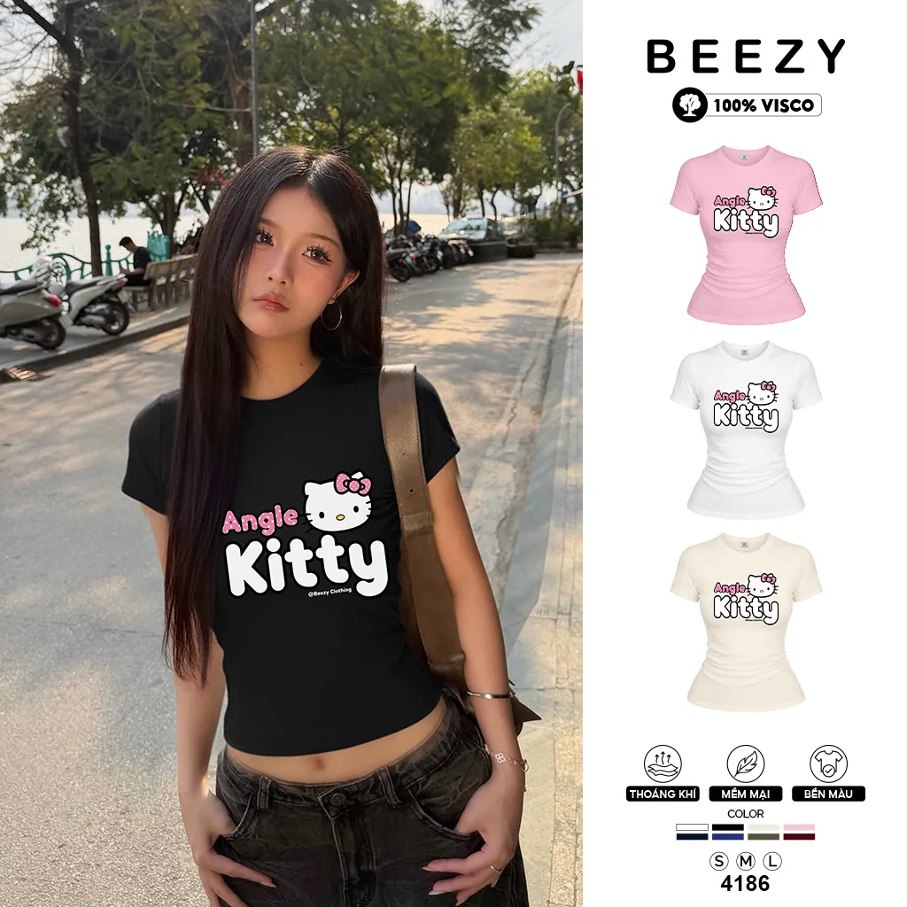 Áo baby tee nữ hoạt hình kittie cute Beezy 4186