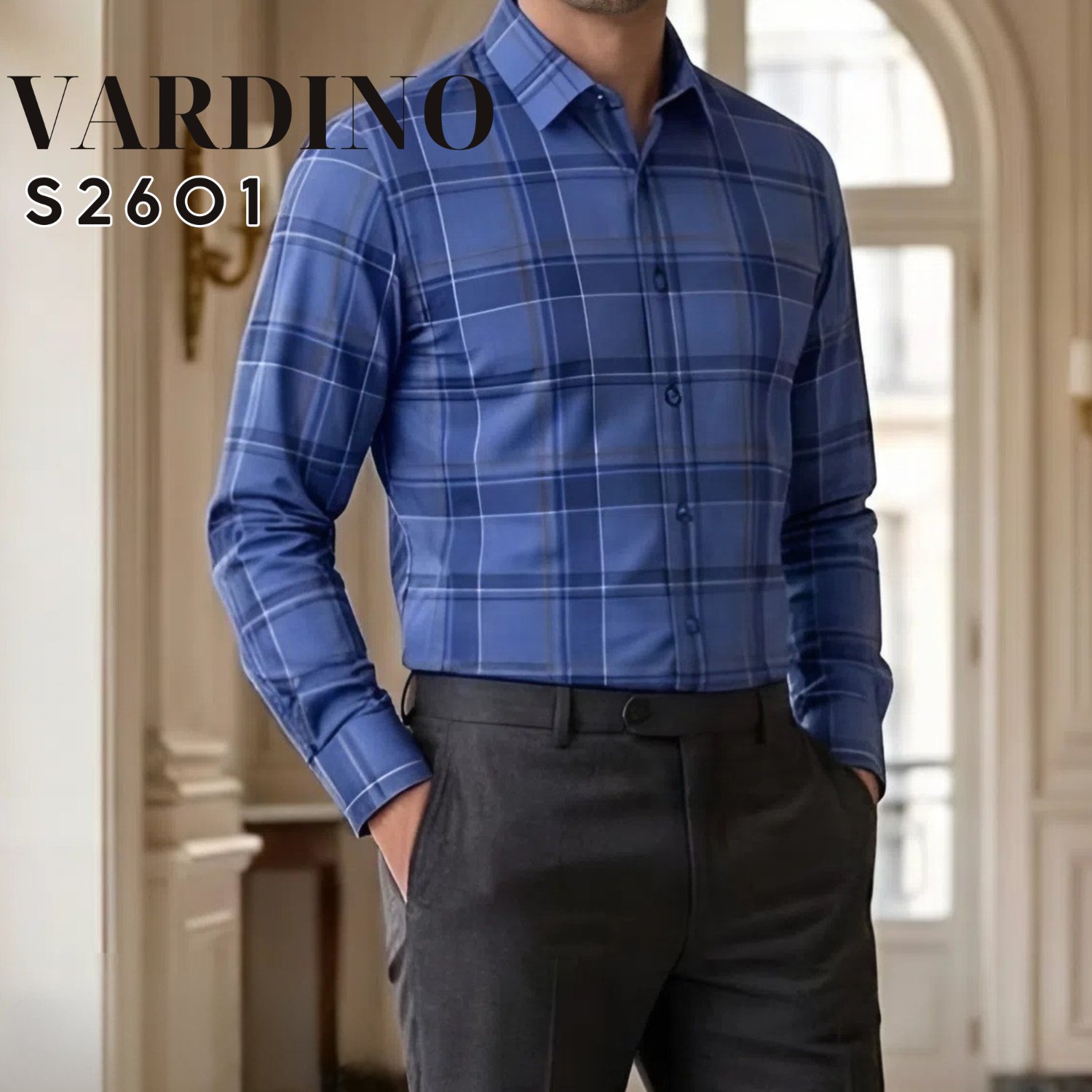 Sơ mi kẻ dài tay Vardino S2601