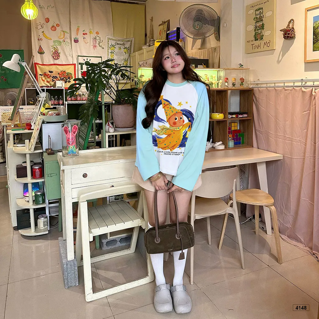 Áo thun tay dài boxy phối raglan Twinkle đáng yêu Miucho 4148_thumbnail_6
