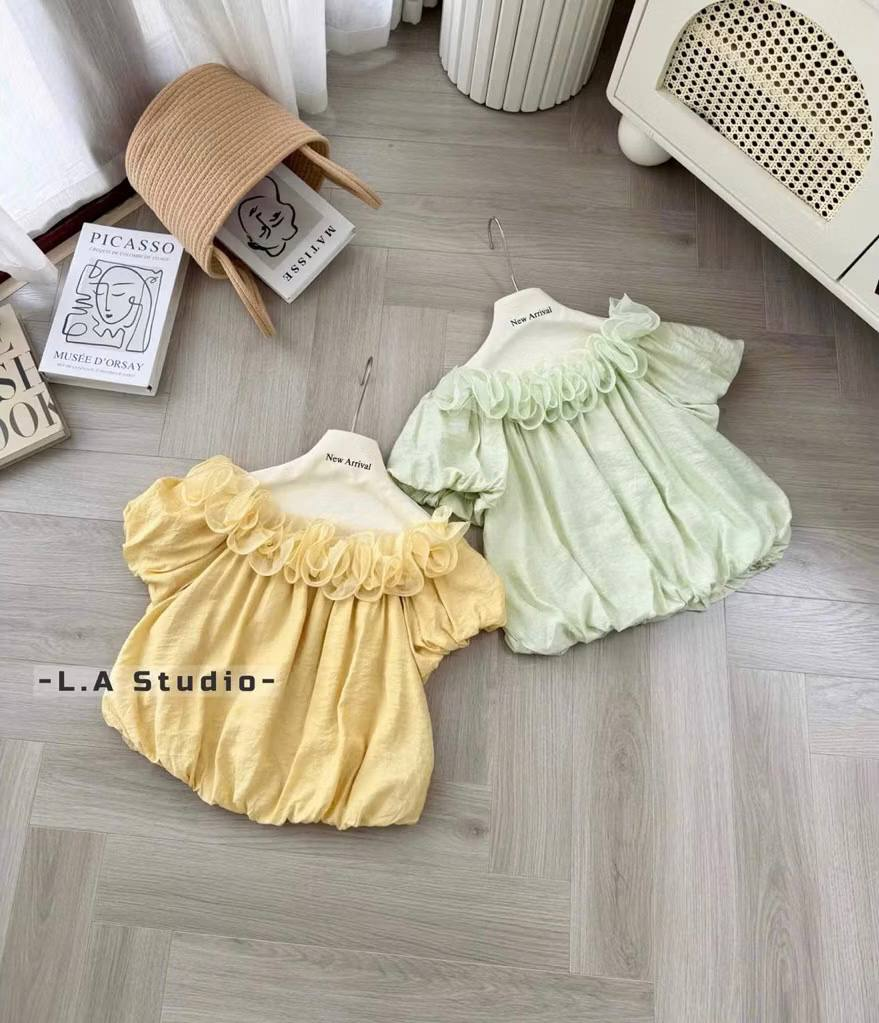 Áo Kiểu Nữ Tay Ngắn cổ nhún bèo voan bí LUH.9053 (C) (0687)_thumbnail_4