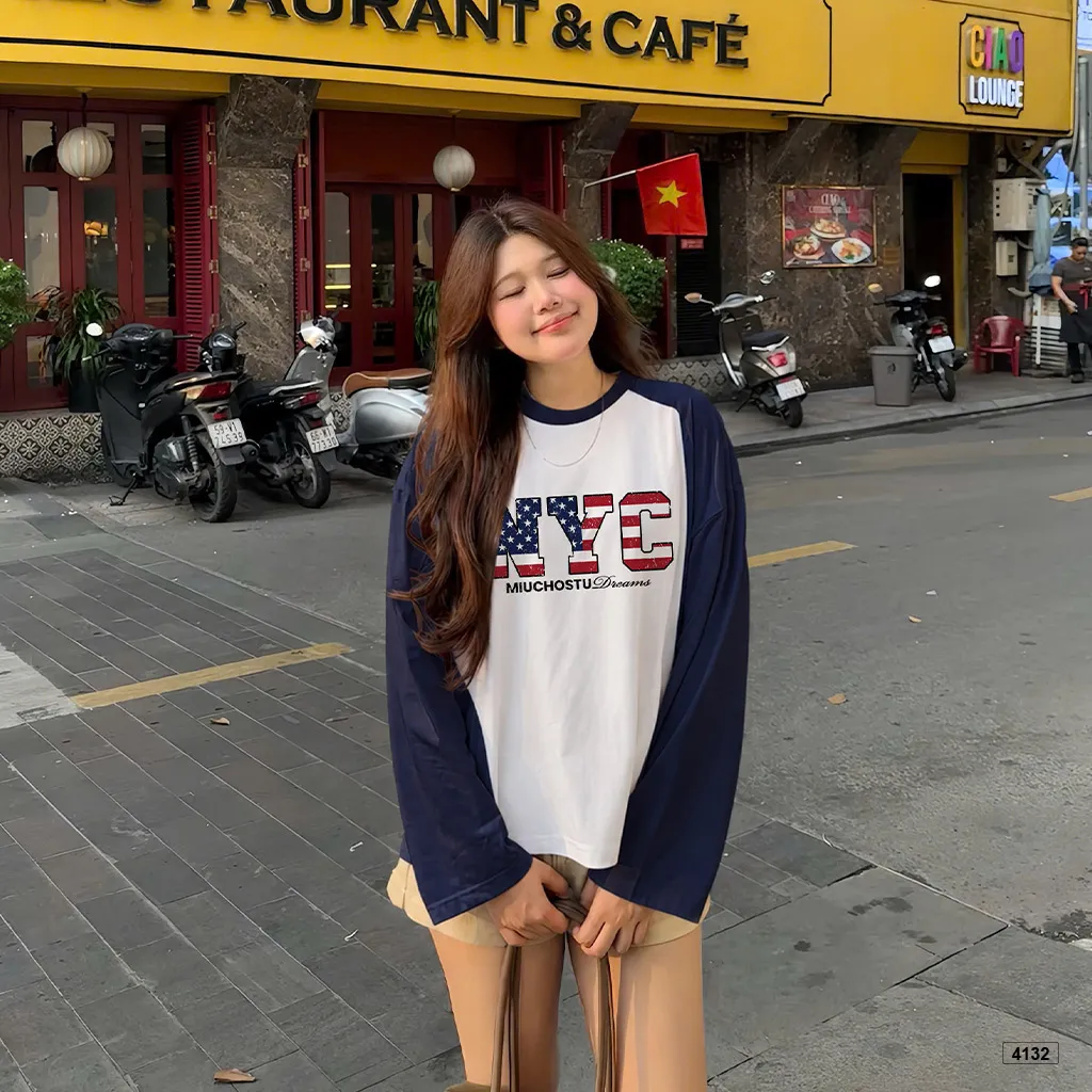 Áo thun boxy tay dài phối raglan street style Miucho 4132_thumbnail_4