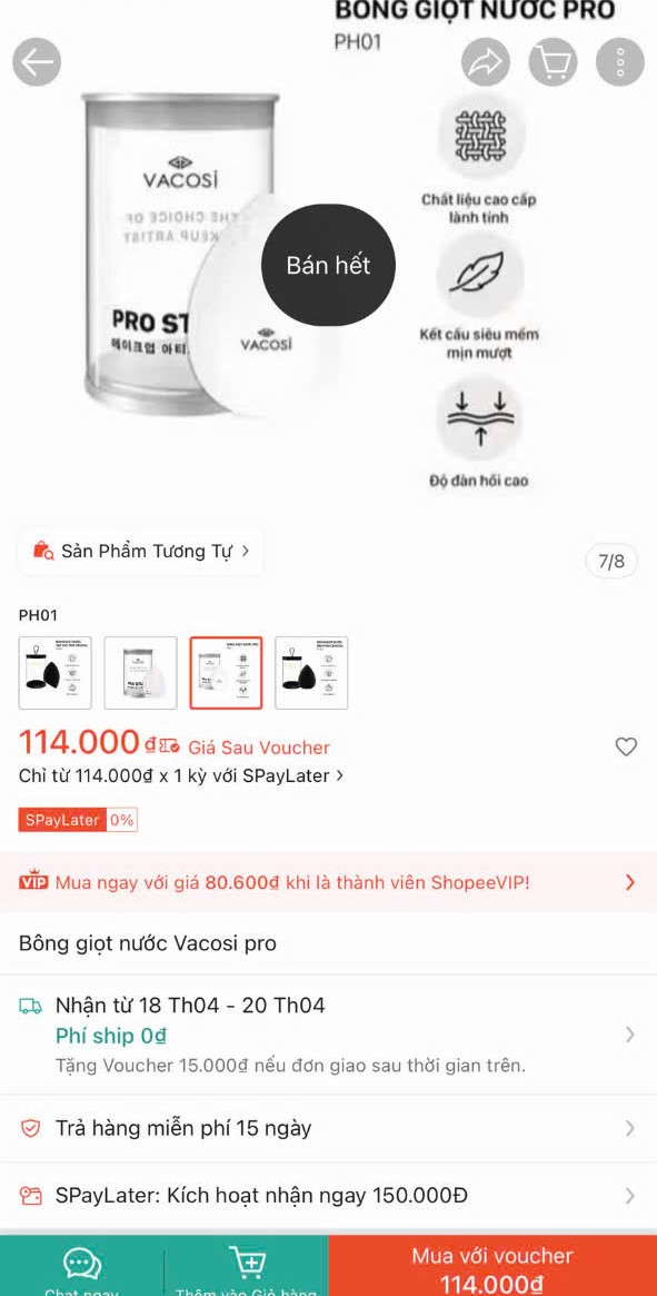 SET 2  BÔNG PHẤN GIỌT NƯỚC PRO PH01 Vacosi_thumbnail_2