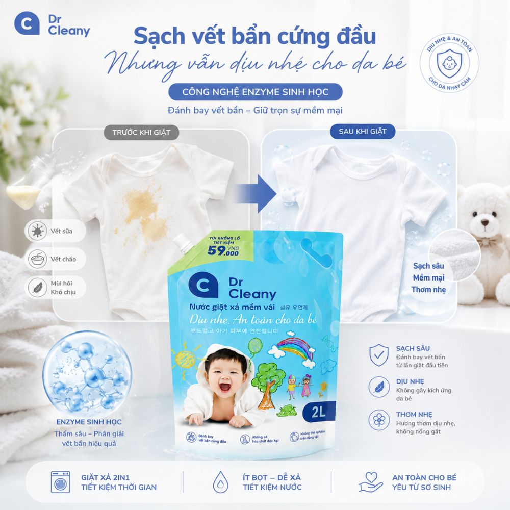 1 Thùng 4 Túi Nước Giặt Cho Bé Dr. Cleany 2kg Công Nghệ Hàn Quốc_thumbnail_11