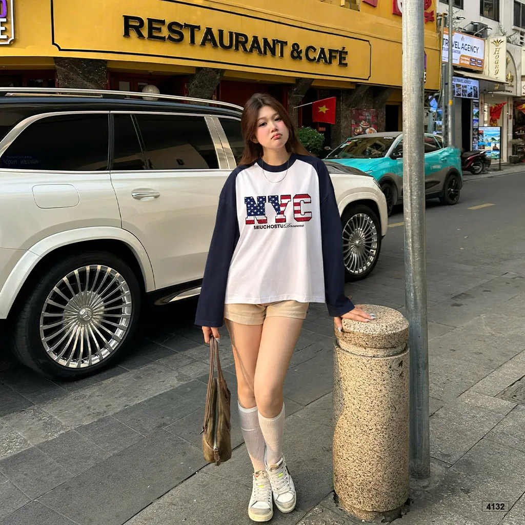 Áo thun boxy tay dài phối raglan street style Miucho 4132_thumbnail_2