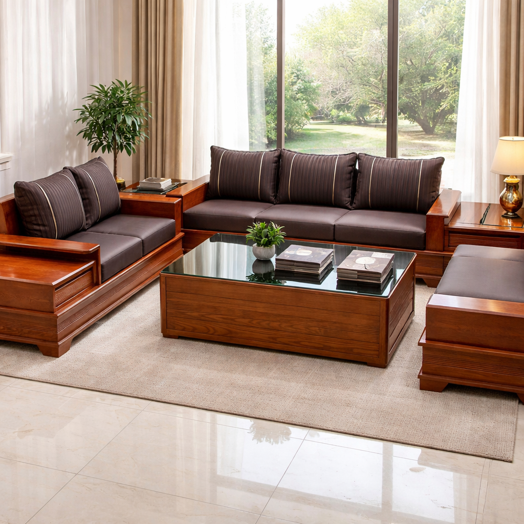 Sofa 2 Văng Chân Pháo Màu Nâu Đỏ Cao Cấp_thumbnail_4