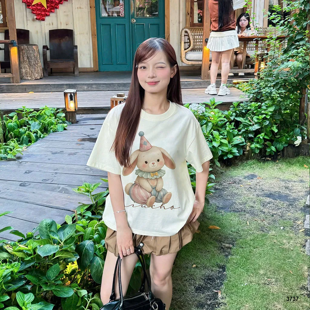 Áo thun boxy nữ thời trang mùa hè Bunny đáng yêu Miucho 3737_thumbnail_5