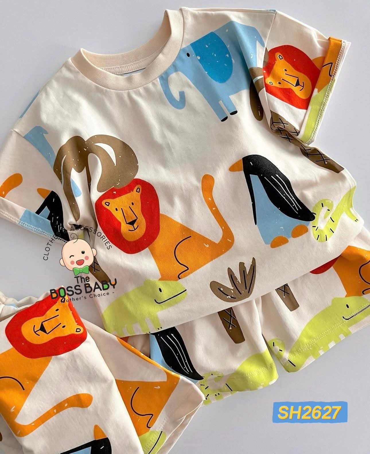 Set bộ cotton be hoạ tiết động vật