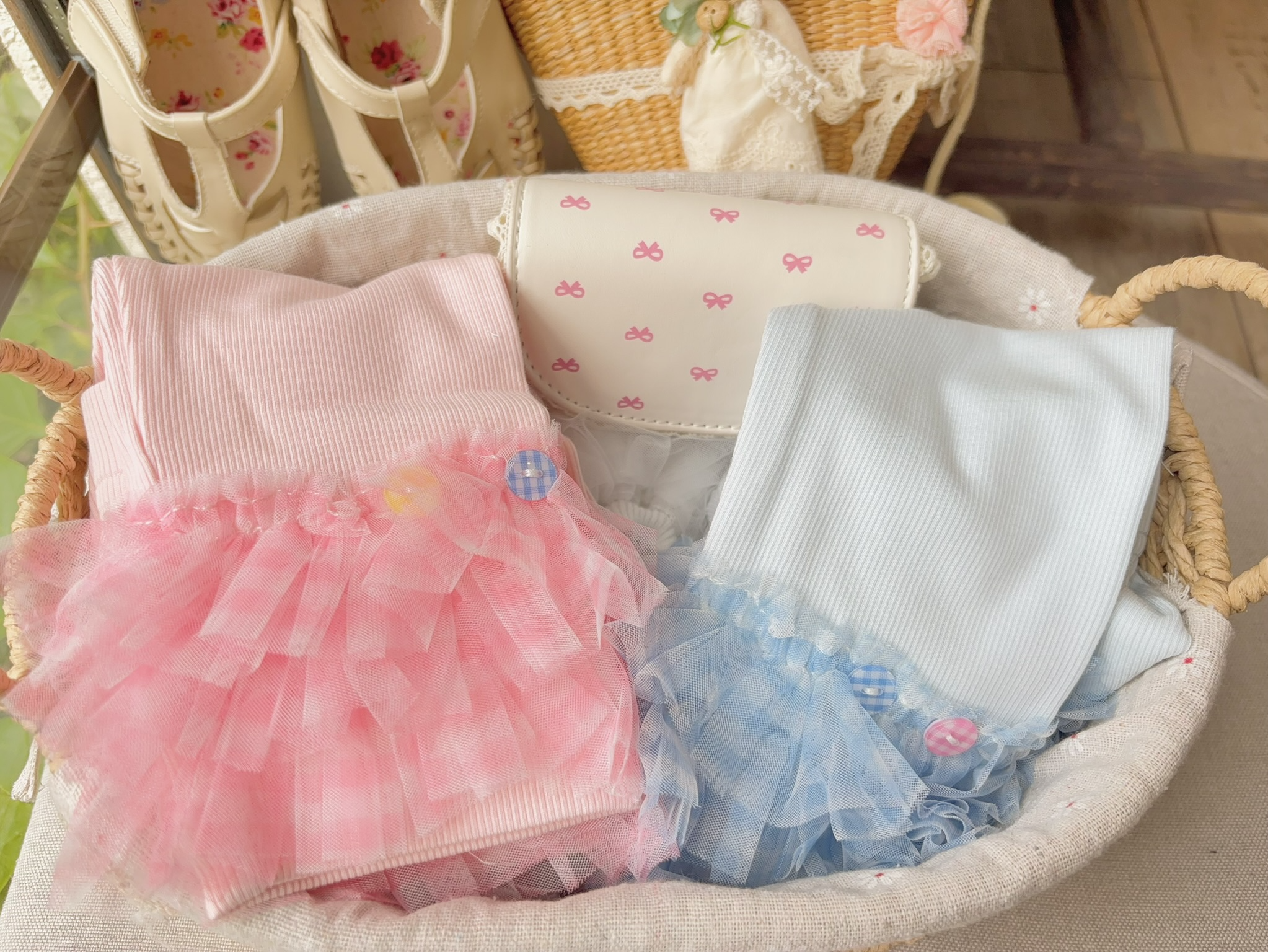 (E150) Quần legging hồng gấu voan bèo hãng HMX_thumbnail_0