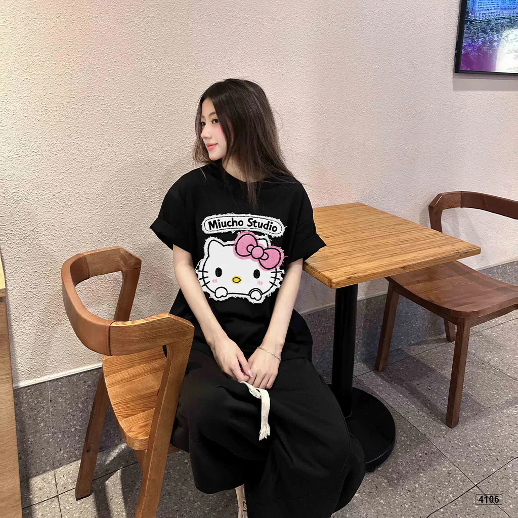 Áo thun boxy nữ Xin chào mèo con Miucho 4106_thumbnail_6