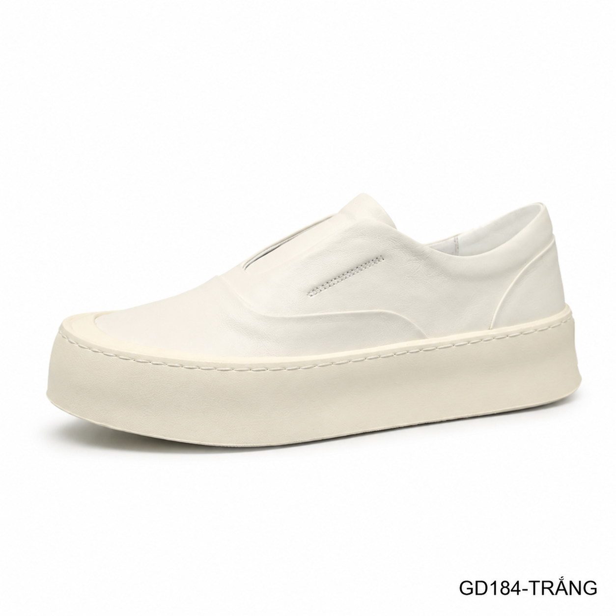 GD184 - Giày thể thao nam da thật đế bằng phong cách châu Âu, nhẹ sang, phối màu trắng đen