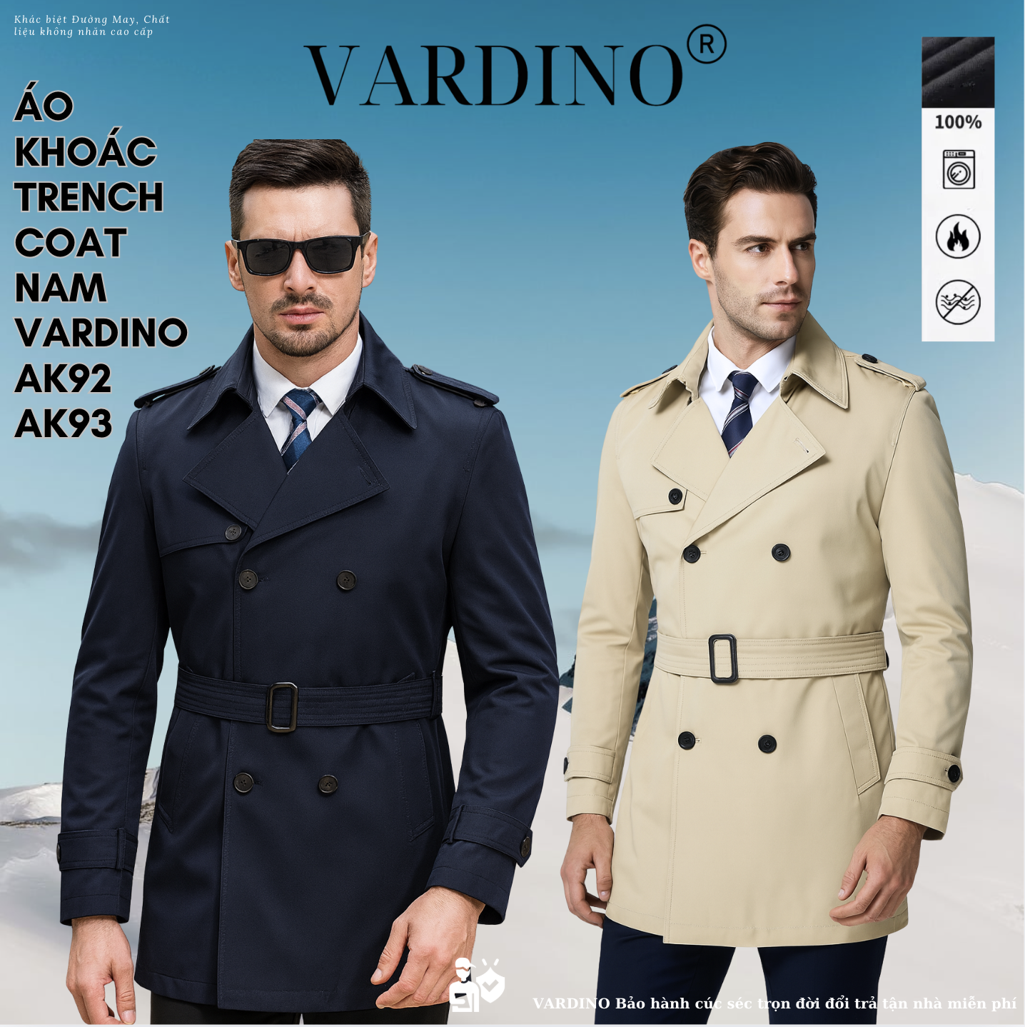 Áo khoác trench coat nam VARDINO AK92-AK93