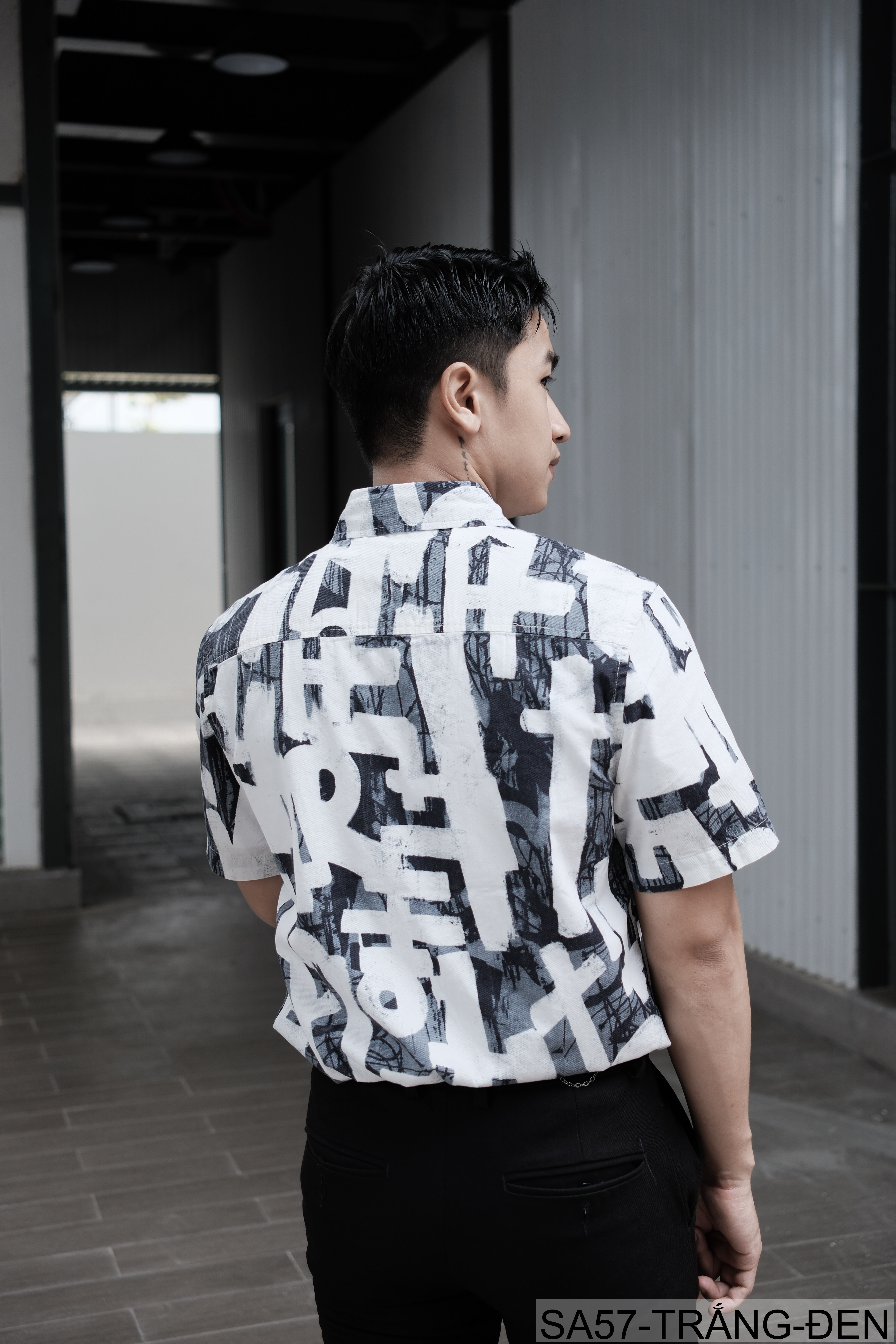 SA57 - Áo sơ mi nam tay ngắn phong cách Nhật Bản họa tiết nghệ thuật, chất cotton thoáng mát, form regular_thumbnail_2