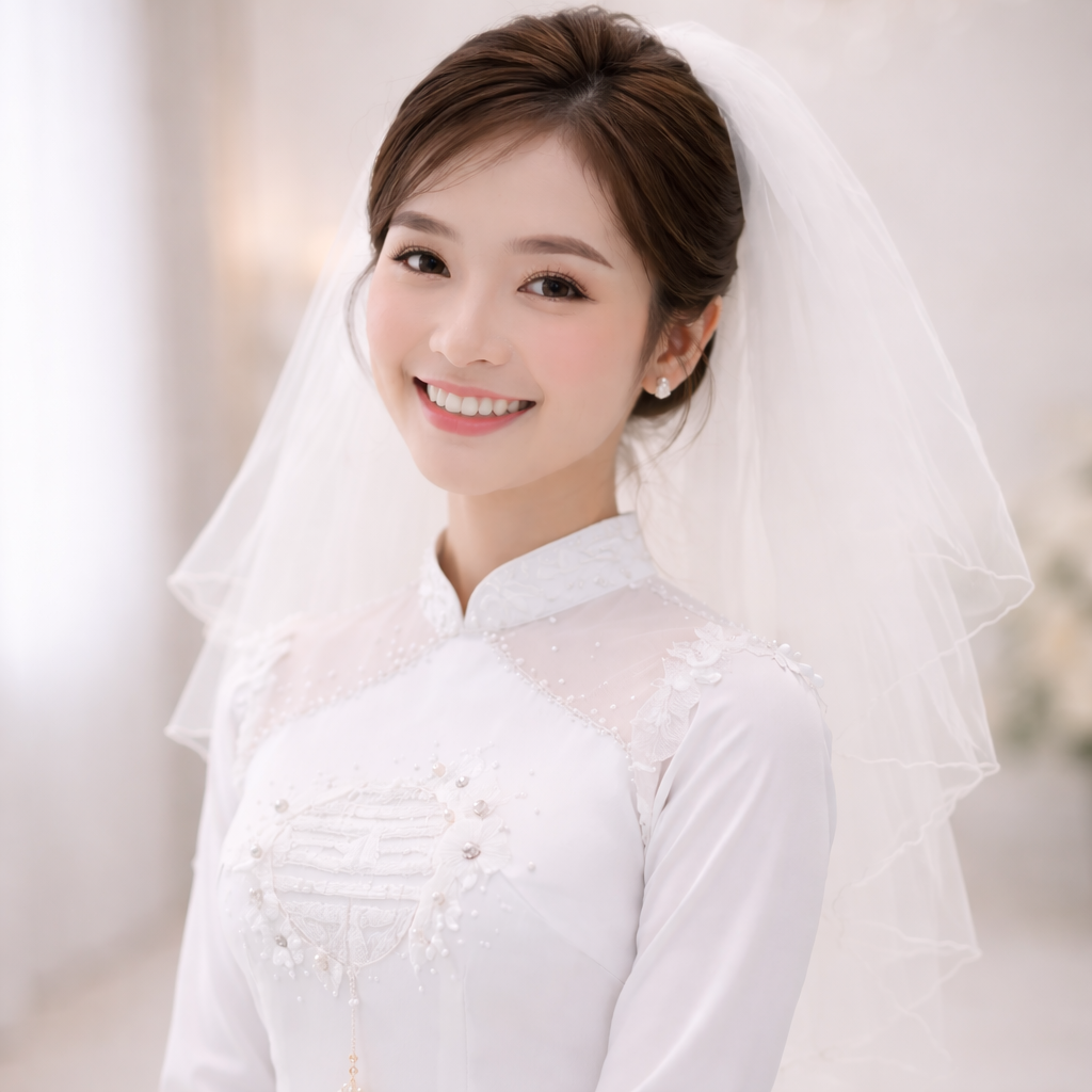 Áo Dài Cặp Cô Dâu Chú Rể Cưới Hỏi - Màu Trắng Sang Trọng CH26-03_thumbnail_3