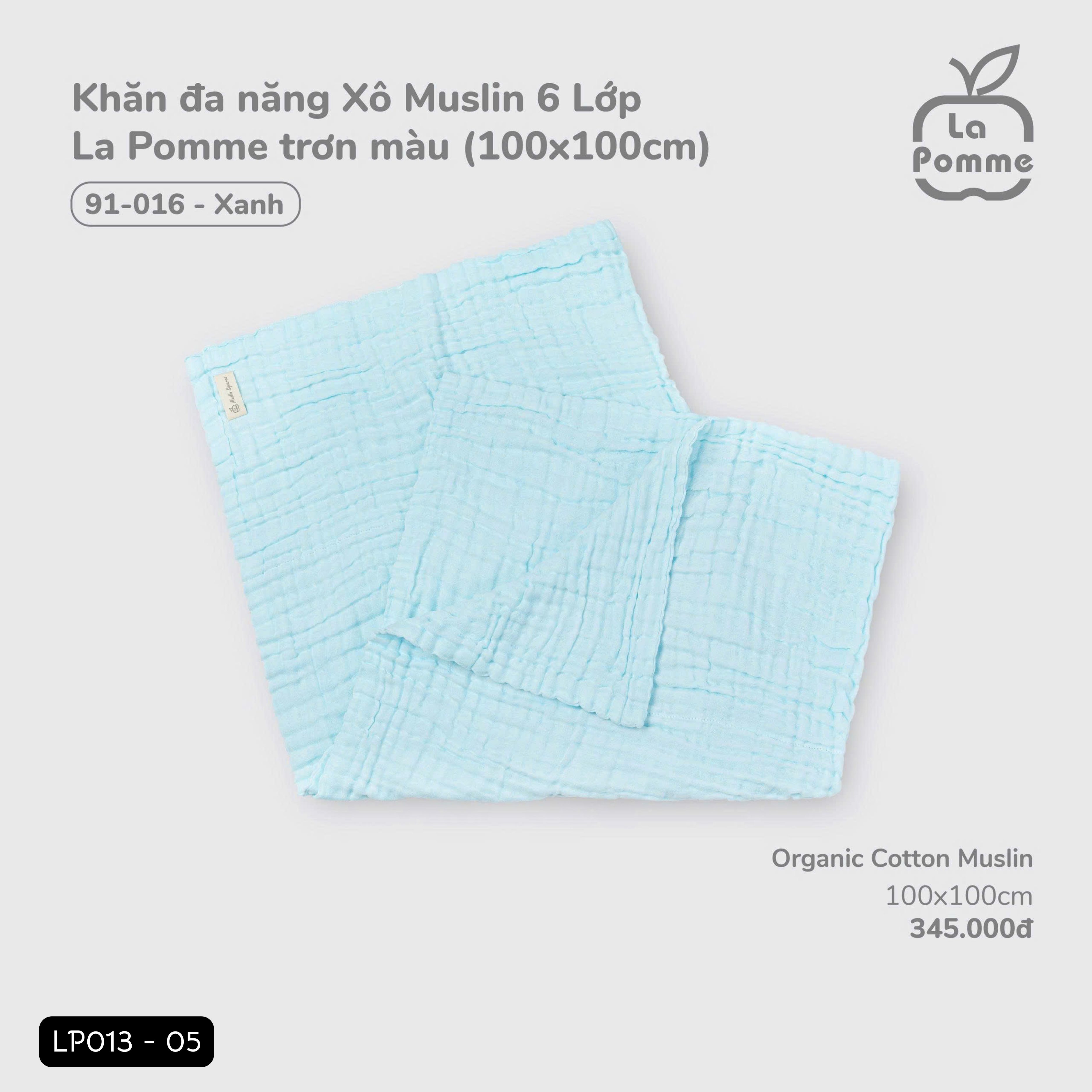 Khăn đa năng xô muslin 6 lớp La pomme (100x100cm)_thumbnail_4